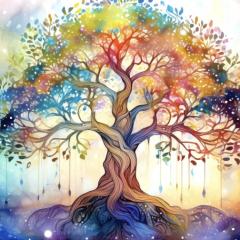 Tree in chakra colors